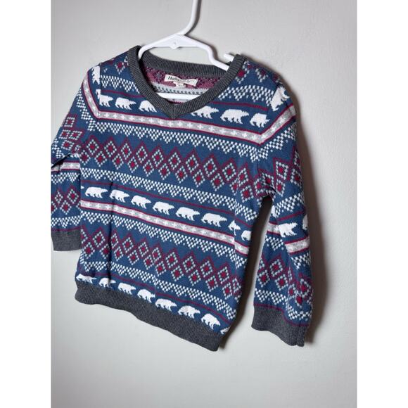 Hatley Gray Fair Isle Winter Bear Sweater Boys Pull Over Sz 3T - Picture 5 of 9